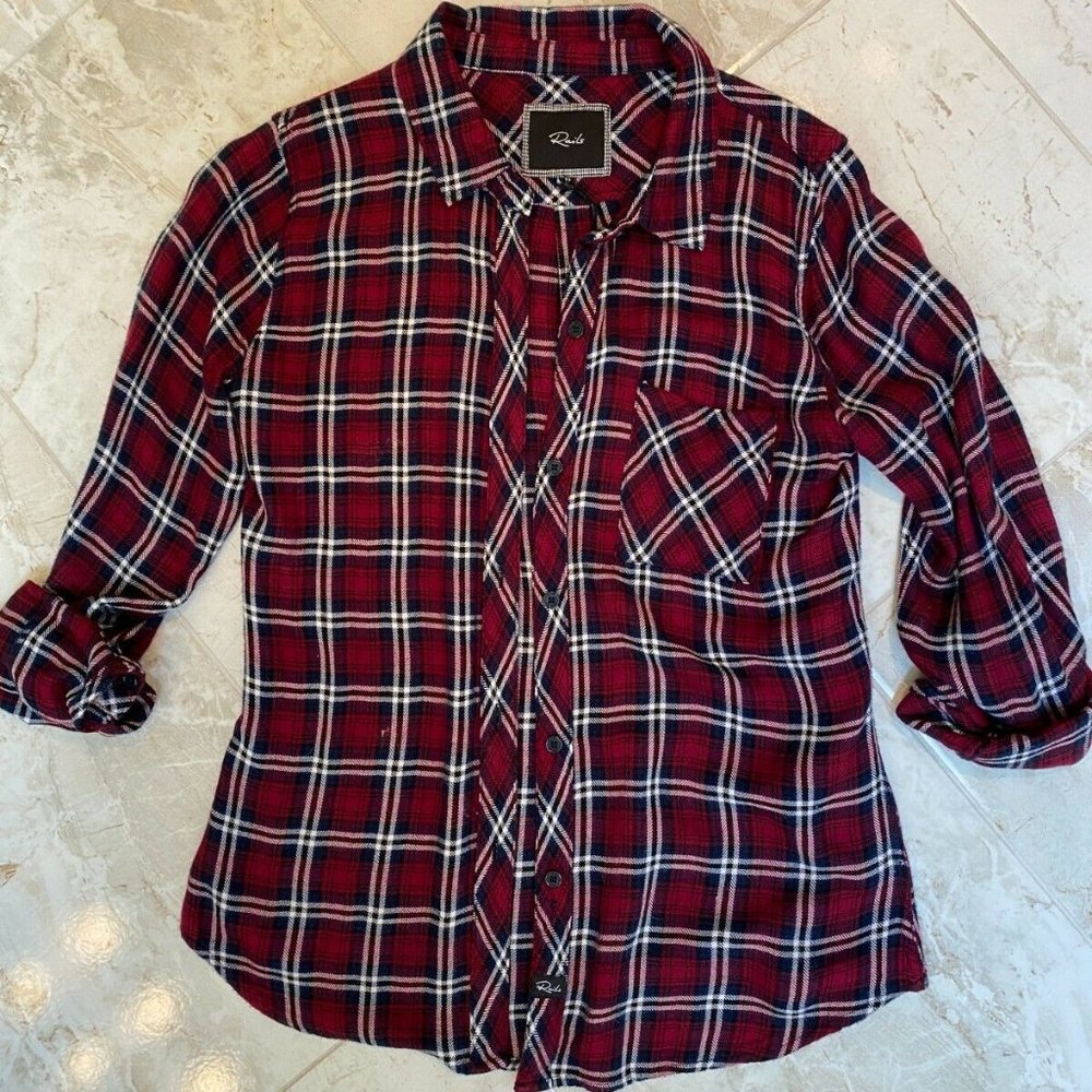 Rails Navy Blue Red Plaid Button Up